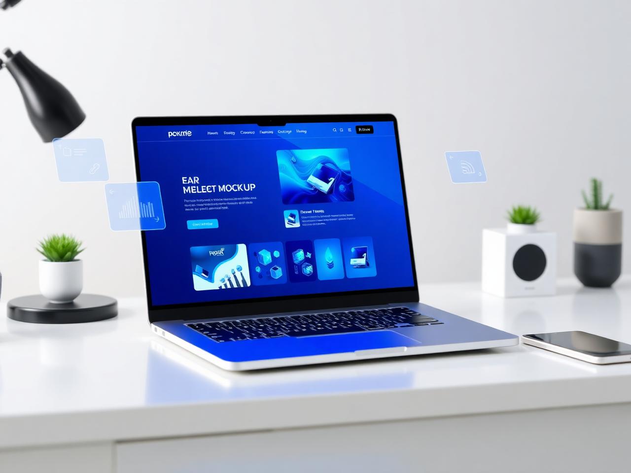 Modern laptop displaying a professional website design in a digital workspace